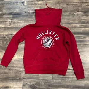 Hollister Red Crewneck Pullover Sweatshirt with Graphic Logo size small